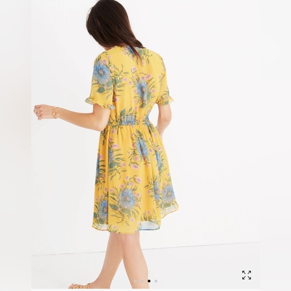 Madewell Sweetgrass Ruffle-Sleeve Dress in Painted Blooms size 2 - Picture 3 of 4